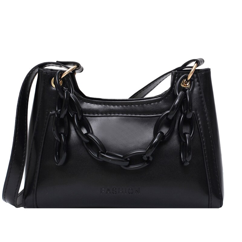 French Underarm Bag Texture Popular Women's Bag Style Non-Mainstream One-Shoulder Baguette Bag YUBAI: Black