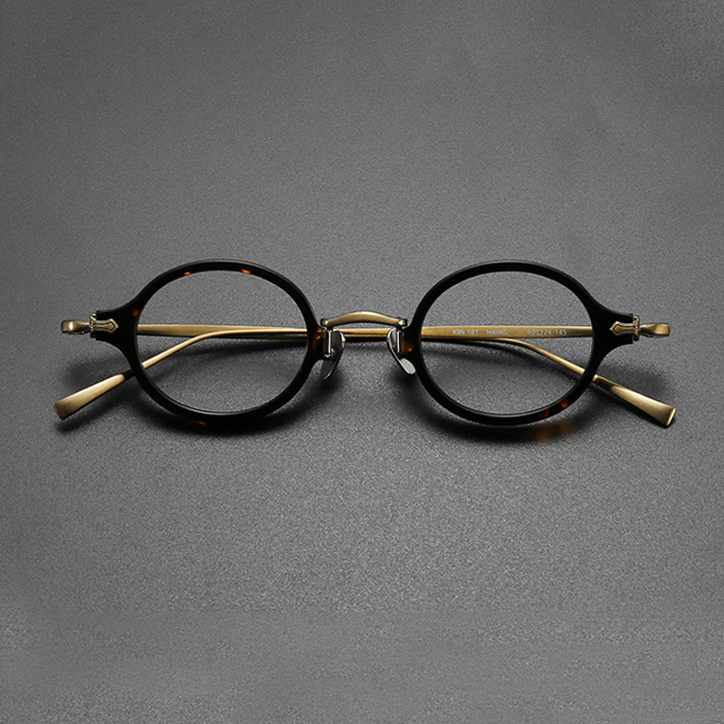 Montura de gafas de titanio de acetato Vintage para hombre, montura de gafas pequeña redonda ultraligera, gafas de de lujo de para mujer: Verde