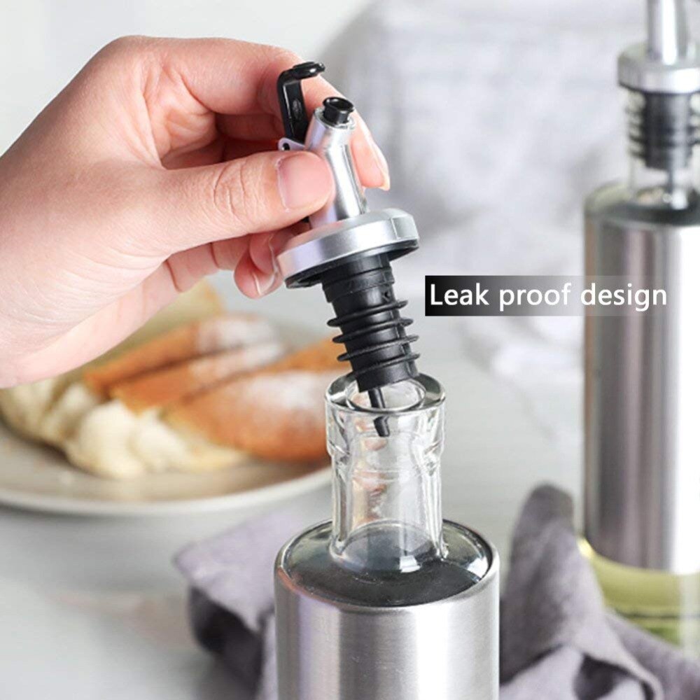 300 ML Cucina in Acciaio Inox Bottiglia di Olio di Vetro a prova di Perdite salsa Di Soia Aceto Ampolla Bagagli distributore Utile Utensili Da Cucina