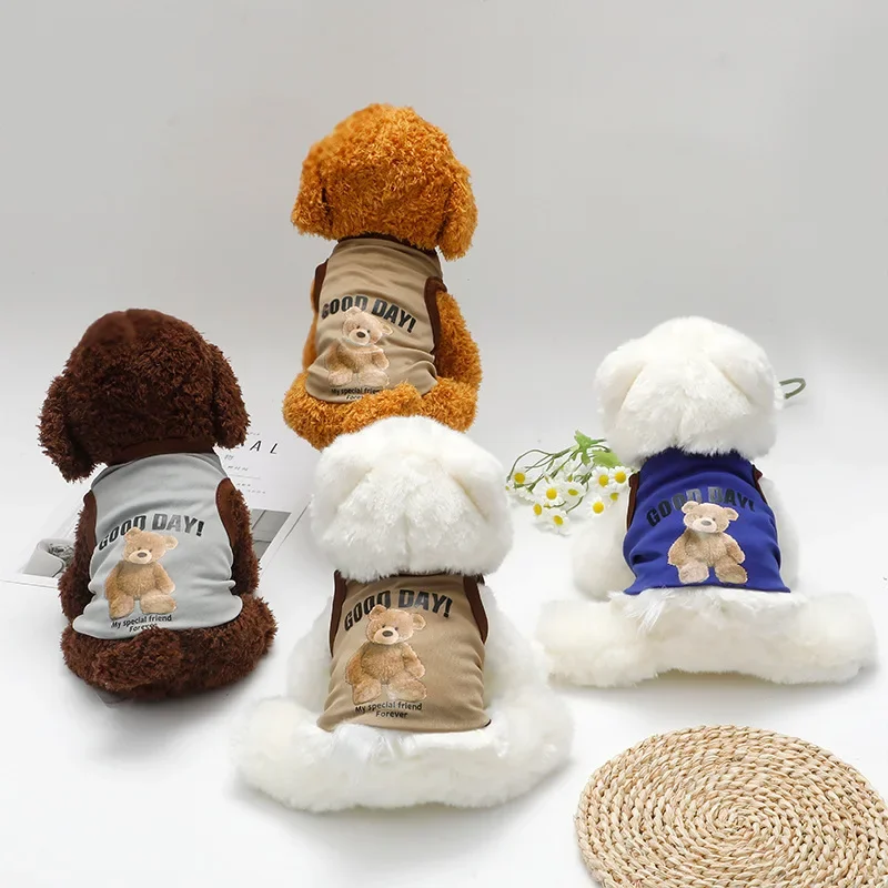 Haustiere Sommer Drucke Westen Hund Kleidung Kleiner Bär Hund Muster Haustier T-shirts Atmungsaktive Ärmellose Welpen Kostüm Hund Haustier Shirts