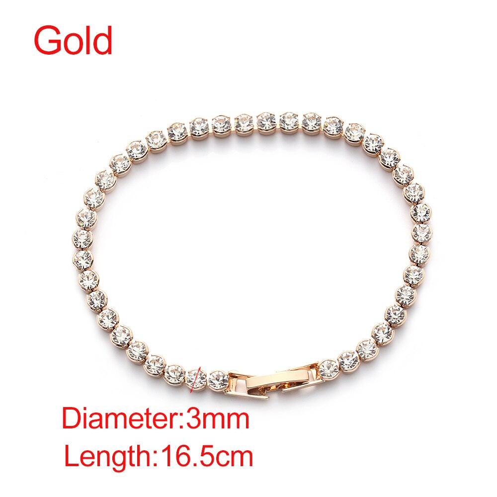 Neue Elegante Dazzling CZ Diamanten Choker Halskette Luxus Tennis Kette Halskette Für Frauen Schmuck Schlüsselbein Kette Halskette: Gold 3mm bracelcet