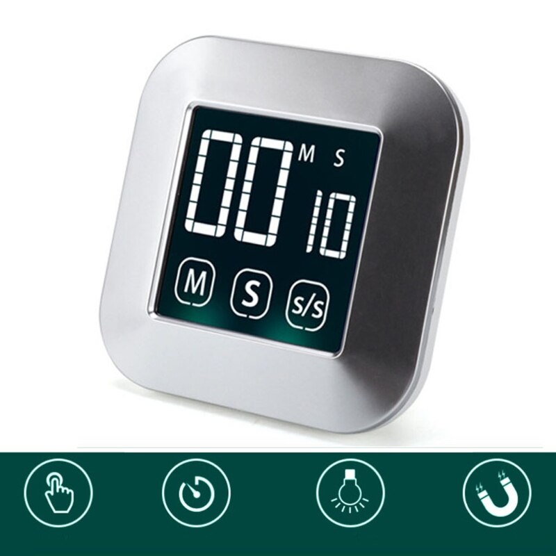Magnetic LCD Digital Touch Screen Kitchen Timer ，with Backlight Countdown Count UP Timer, Kitchen Clock, For Kitchen, Co