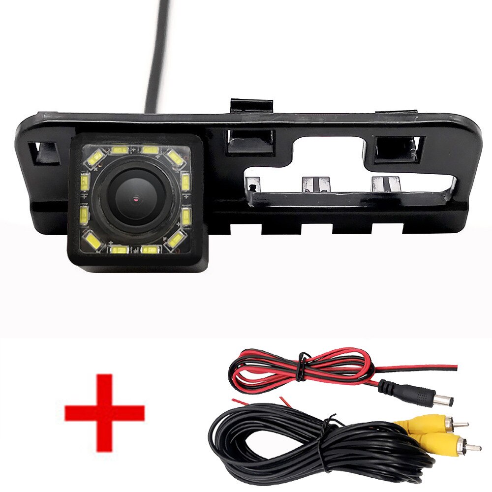 Fisheye HD Dynamic Trajectory Wireless Car Rear View Backup Parking Camera For Honda Civic 2006 2007 MK8: Wire 12LED / Fixed Parking Line
