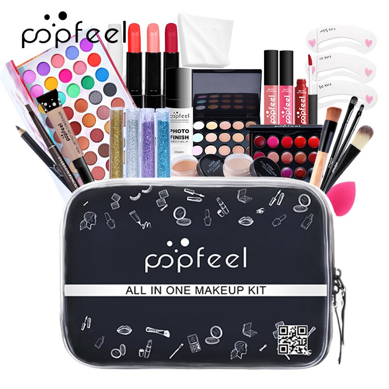 27PCS Cosmetics Kit ALL IN ONE Full Makeup Set Makeup Artist Portable Cosmetic Bag Make Up Box Suit