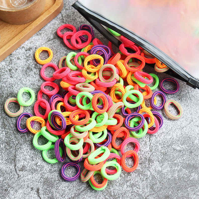 50/100 Uds. Bandas elásticas para el cabello para niños, banda de goma para niñas, lazos para el cabello de nailon, diadema, accesorios para el cabello para bebés: XS / Azul