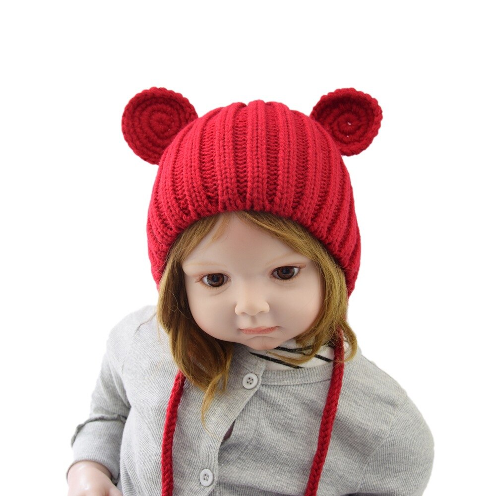 Sombrero de niña chico bebé 6 meses a 3 años invierno niñas recién nacidas sombreros para niño pequeño gorro invierno lana pasamontañas: Rojo