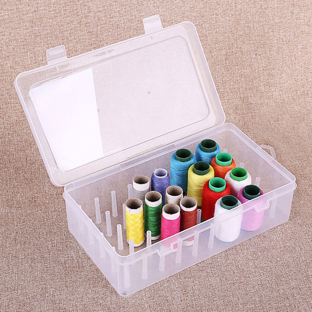 Caja de almacenamiento de hilo de coser, estuche de transporte de bobinas, contenedor, carrete artesanal, organizador, almacenamiento de costura, 42 piezas