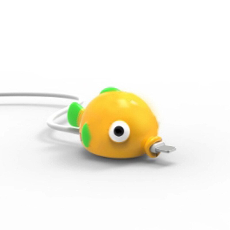 Søte tegneserier dyr bite kabel databeskytter fisk dinosaur hund shaper kabel opptrekker arrangør iphone ipad datalinje beskyttelse: Gul