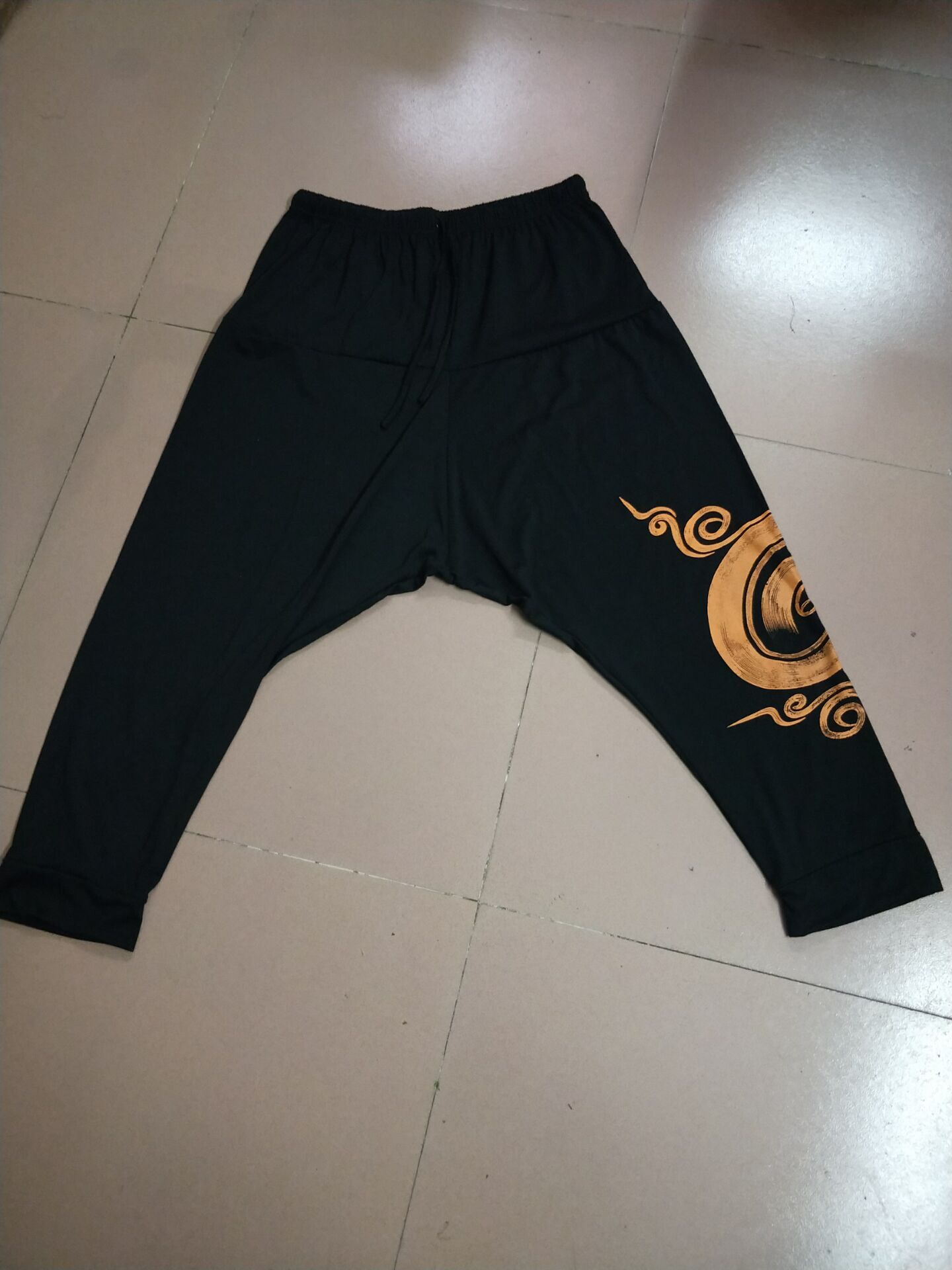 Oversize herre baggy harem bukser festival hippie boho harem ørken bukser egyptisk mystisk mønster herre tøj: Sort / Xl
