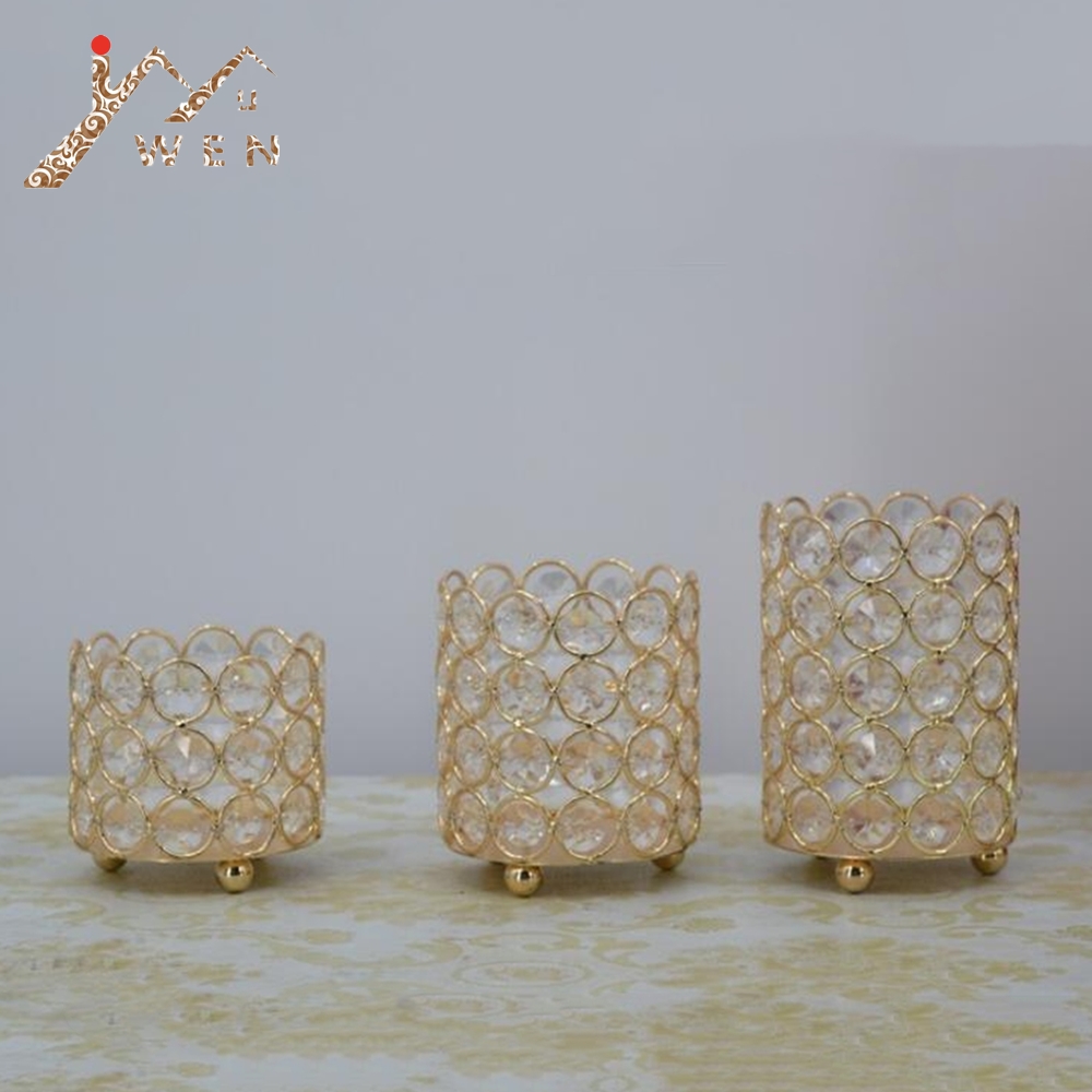 Krystal lysestage sølv / guld lysestage lys lanterne bryllup centerpieces tabel kandelaber til hjem fest dekoration