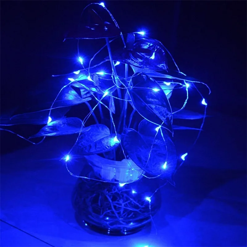 Guirnaldas de luces USB, guirnalda de luces USB, alambre de cobre, guirnalda de luces decorativas para decoración interior de Navidad y boda: Azul / 350 W