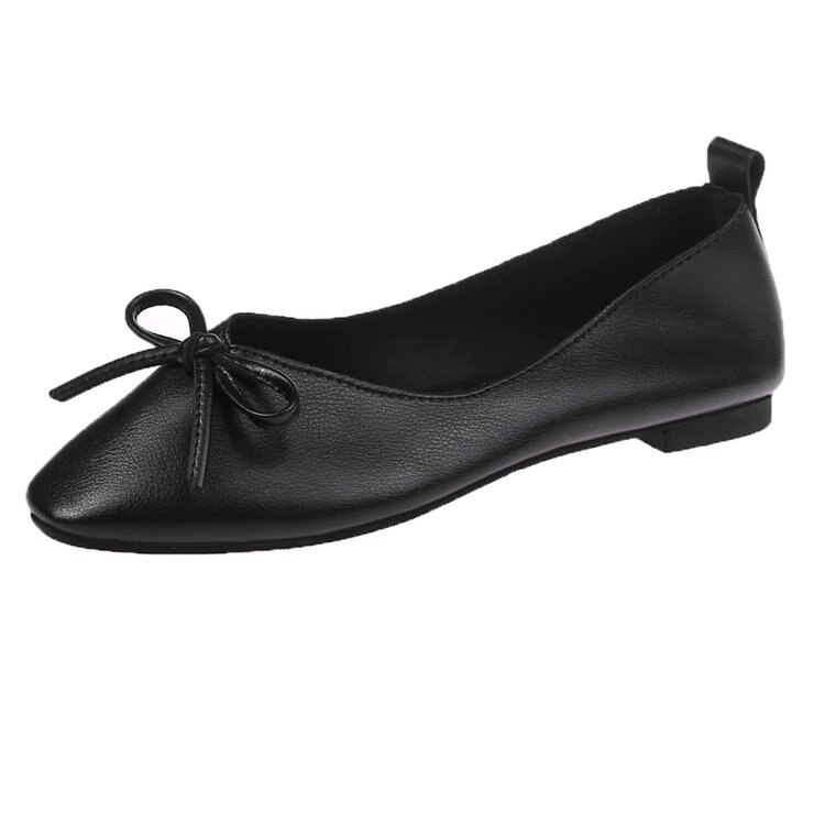 Neue Unterhose auf Flach Ballett Wohnungen Frauen Schuhe Feste Beiläufige Schuhe Frau Wohnungen Niedrigen Fersen Bogen Knoten Spitz büro Schuhe: Schwarz / 7.5