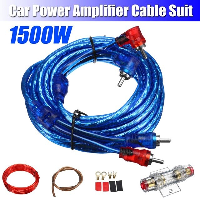 Cable amplificador de 1500W para coche o cableado de altavoces, Kit de línea de instalación de altavoz Subwoofer, Cable de alimentación 8Ga, soporte de fusible de 60 Amp