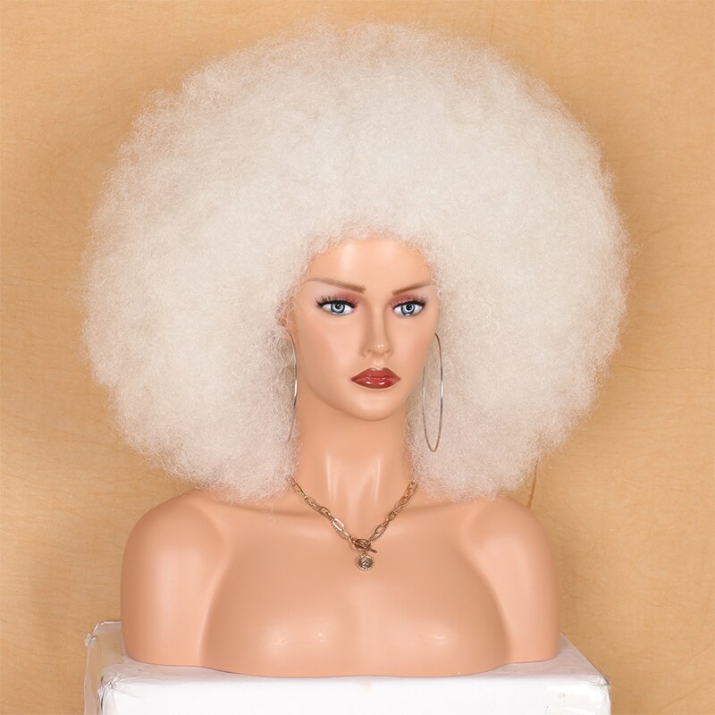 Kalyss 16 Inches Afro Kinky Curly Wigs for Black Women Short Large Bouncy Curly Wigs Soft Premium Synthetic Hair Wigs: 613A