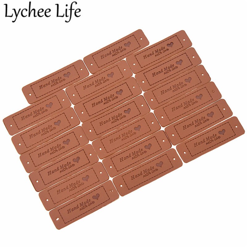 Lychee Leven Handgemaakte Lederen Labels 20Pcs Brief Print Label Diy Kleding Naaien Doek Stof Wasbaar Levert Accessoires: 4