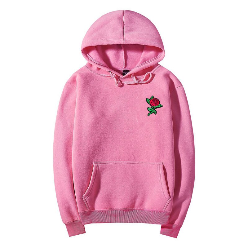 Syksy talvi ruusu kirjonta huppari miesten oversize paksut hupparit miesten collegepaidat puuvillahuppari us koko xs-xl: Vaaleanpunainen / M