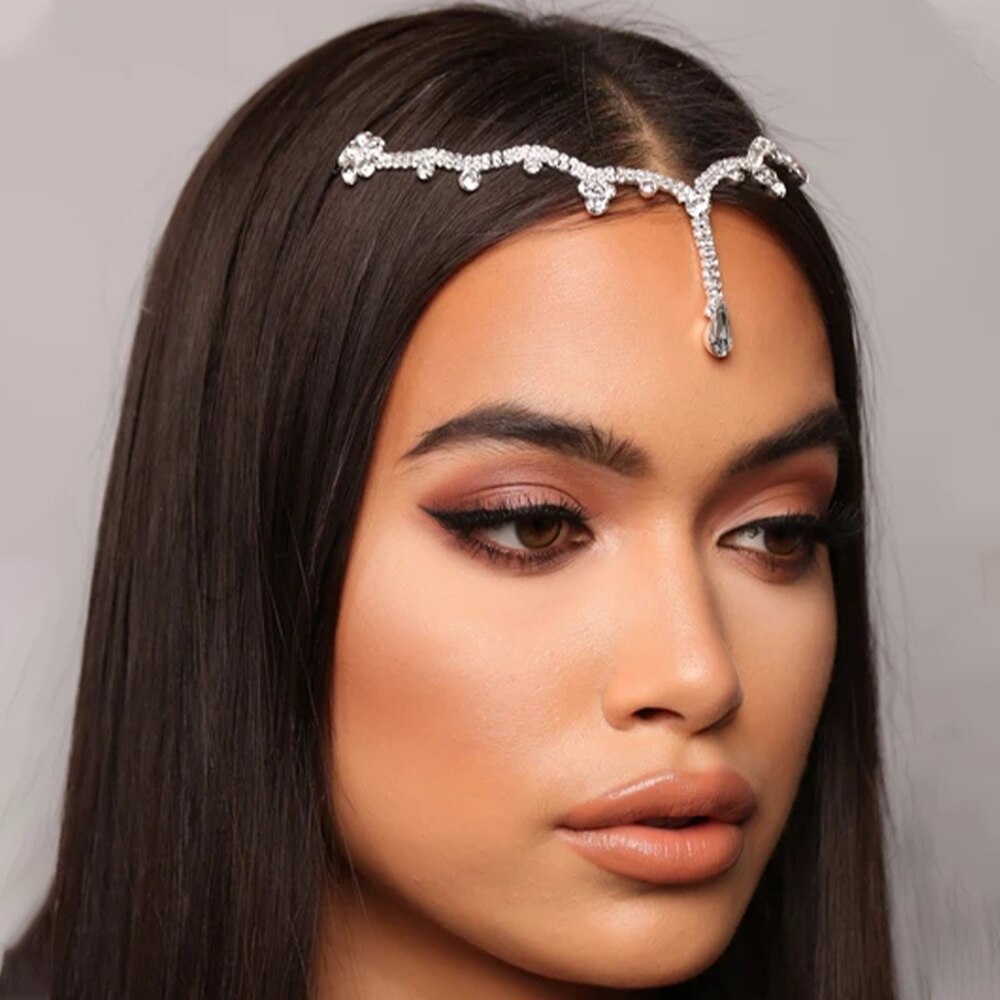 Stonefans – pendentif indien en cristal, chaîne frontale, bijoux, diadème, tête de mariée, cheveux, accessoires,