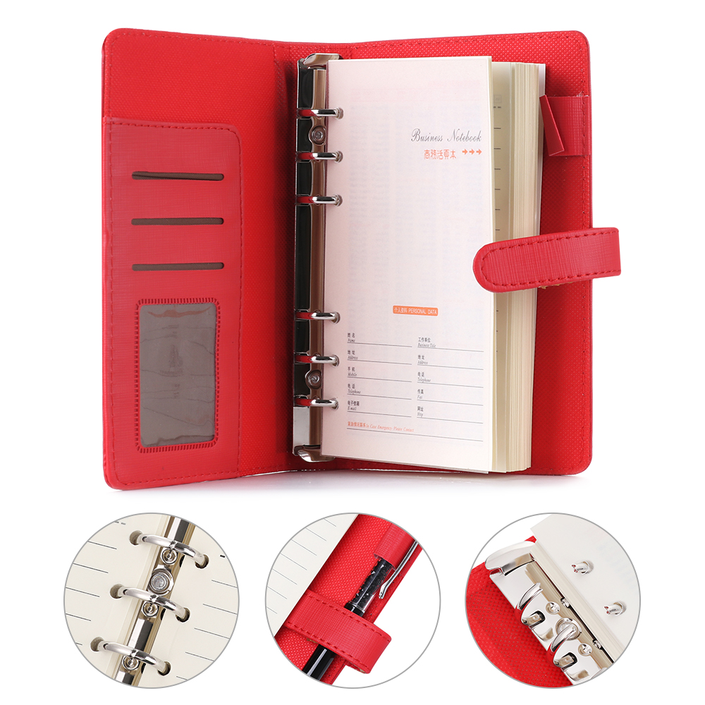 Carpeta de Anillas A6 A7 de PU con Clip, cuaderno de hojas sueltas de cuero, cubierta, Agenda, planificador, organizador, escuela, oficina, papelería