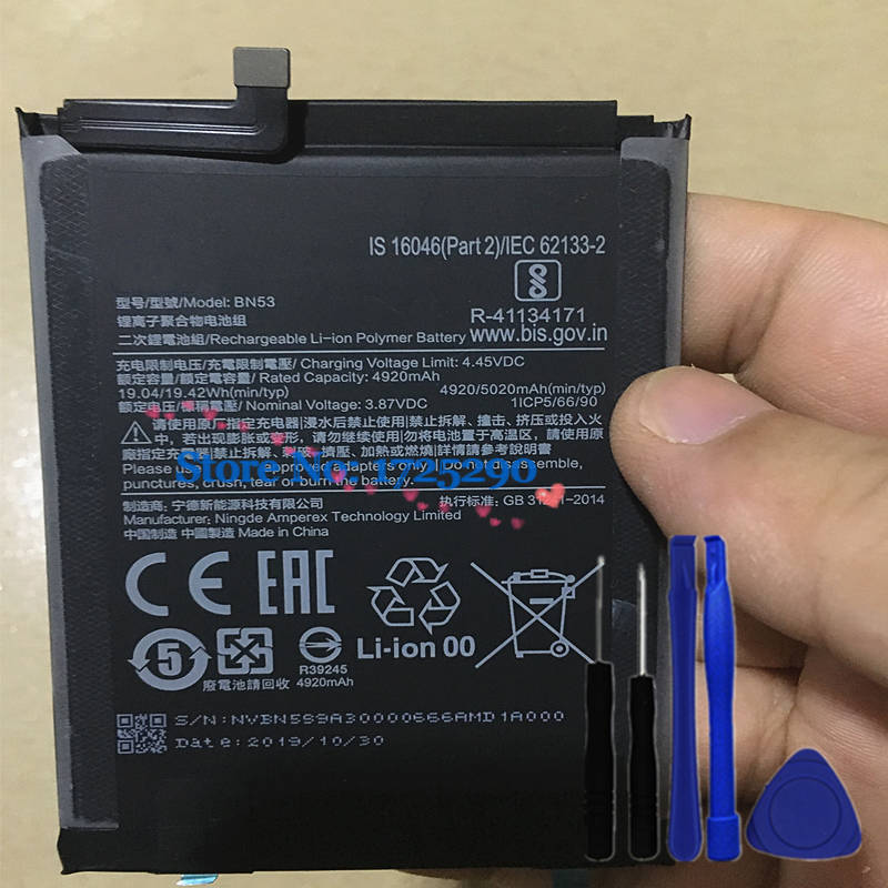 Real Original 5020mAh BN52 BN53 BN54 BN55 Battery For Xiaomi Redmi Note 9 9s 9pro Max 9 Pro Max + Tools