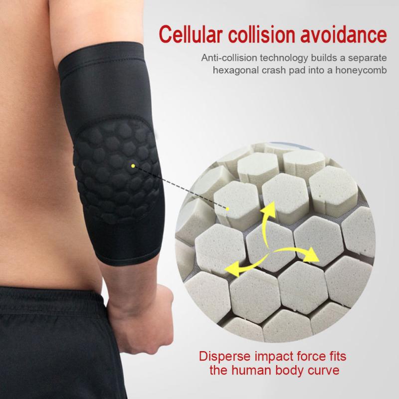 2pcs Sports Stretch Honeycomb Arm Guard Anti-Collision Pressure Elbow Cover Pad Fitness Armguards Sports Cycling Arm Warmers