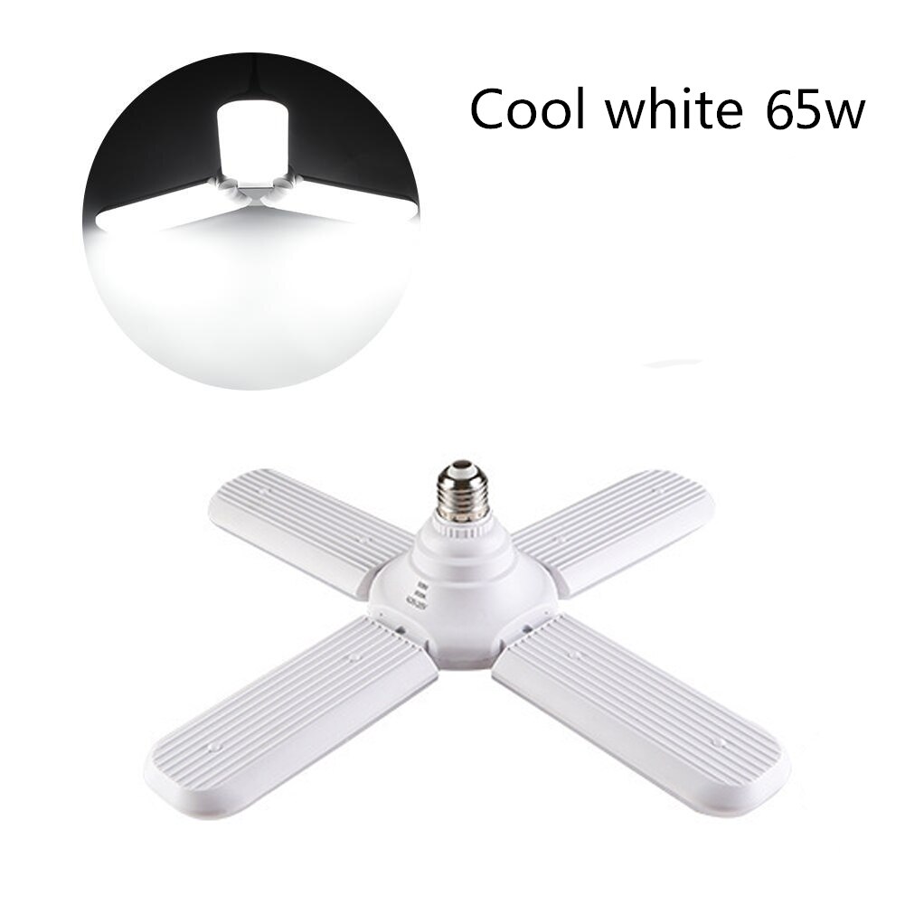 110-265V E27 Led Lamp Opvouwbare Fan Blade Lamp 30W 45W 65W Led Lamp Super bright White 6500K 3000K Voor Indoor Thuis Plafondlamp: Cool white 65w