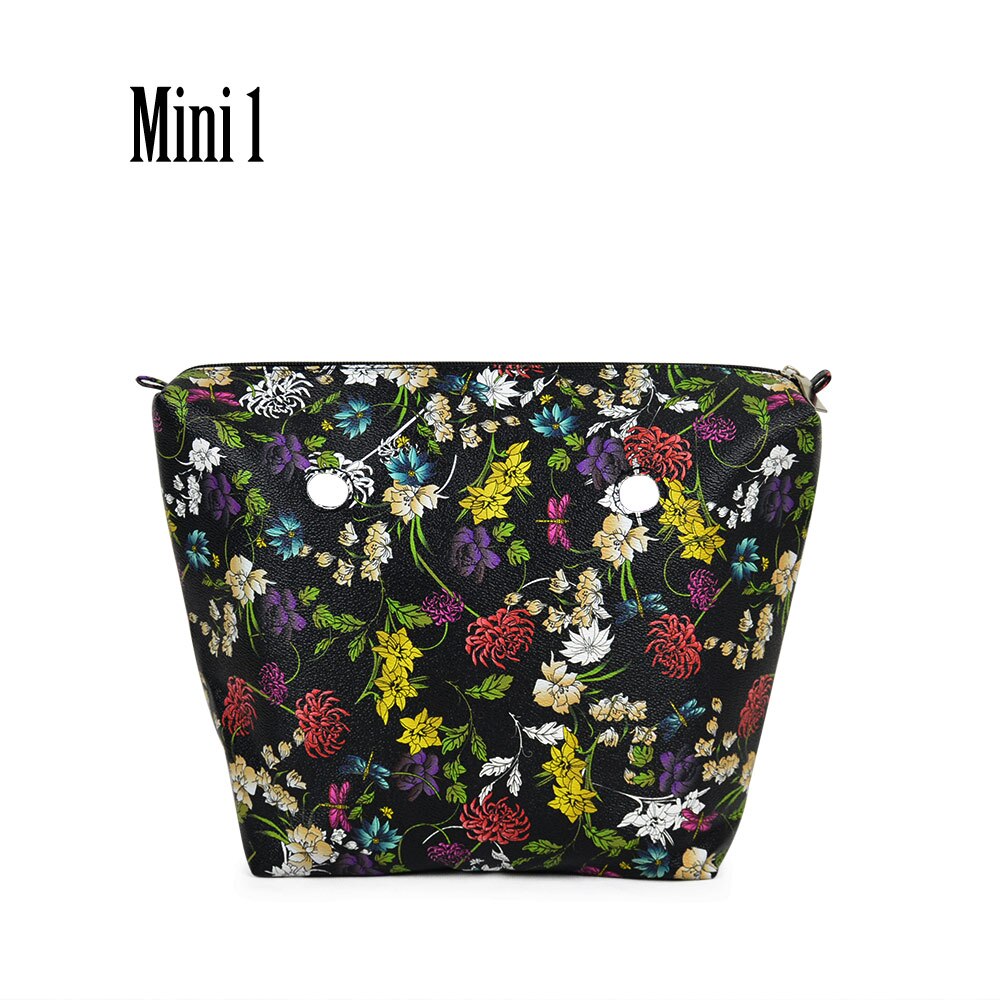 Inner Zipper Pocket Floral PU Leather Lining Waterproof Insert for Big Classic Mini Obag EVA O BAG Women Handbag: Mini 1