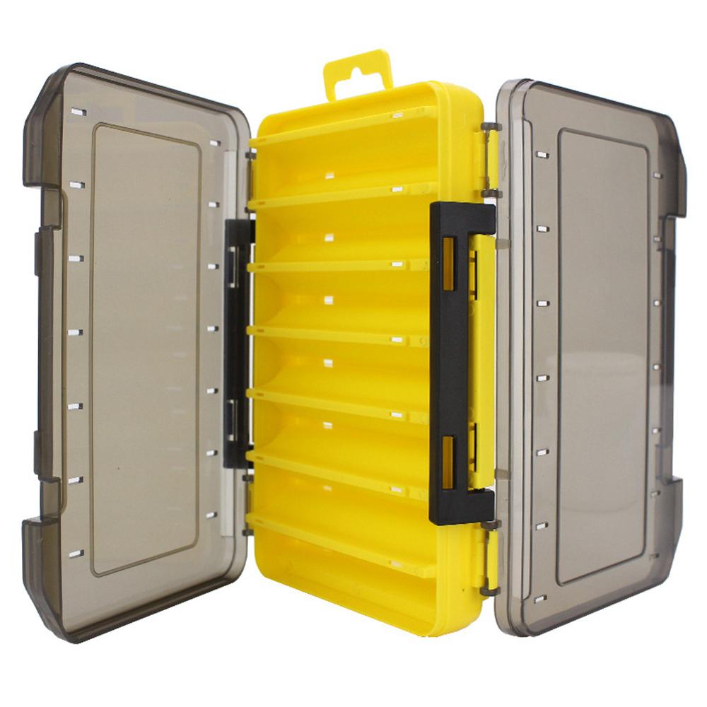 Double Sided Fishing Tackle Box 12 14 Compartments Bait Lure Hook Storage Box Fishing Accessories Plastic Storage Case
