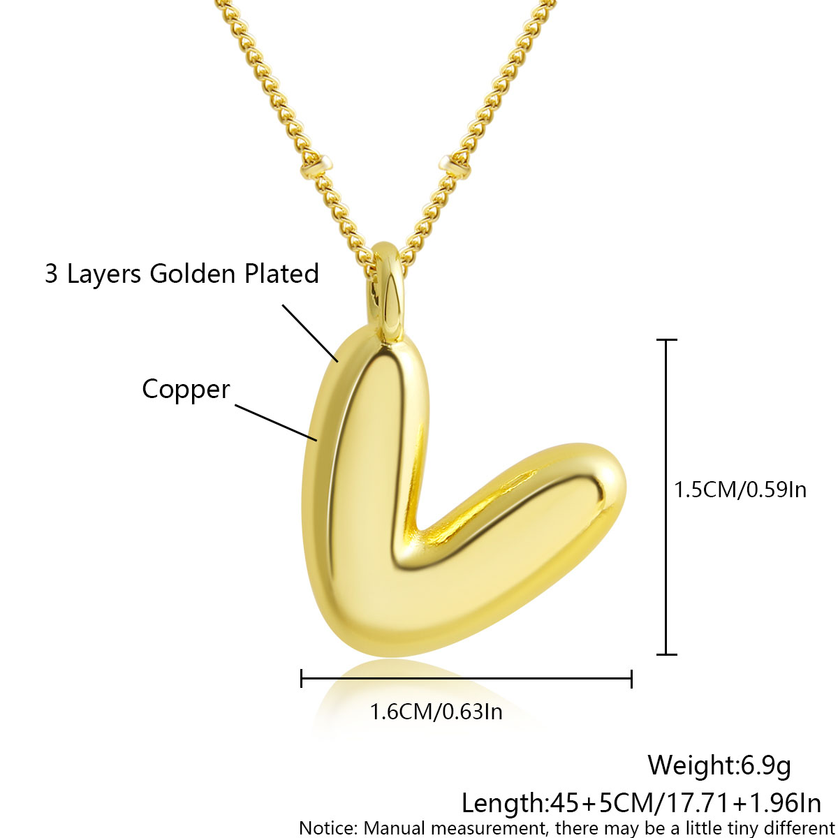 MHS.sole Nuovo carino ottavino palloncino a bolle collana iniziale colore oro mini paffuto 26 lettere dell'alfabeto collana con ciondolo gioielli regali: Placcato in Platino