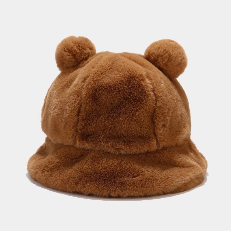 Cappello da pescatore giapponese carino peloso orecchio coda giovane donna studente Qiu dong ispessimento bacino di cappello caldo: caramello