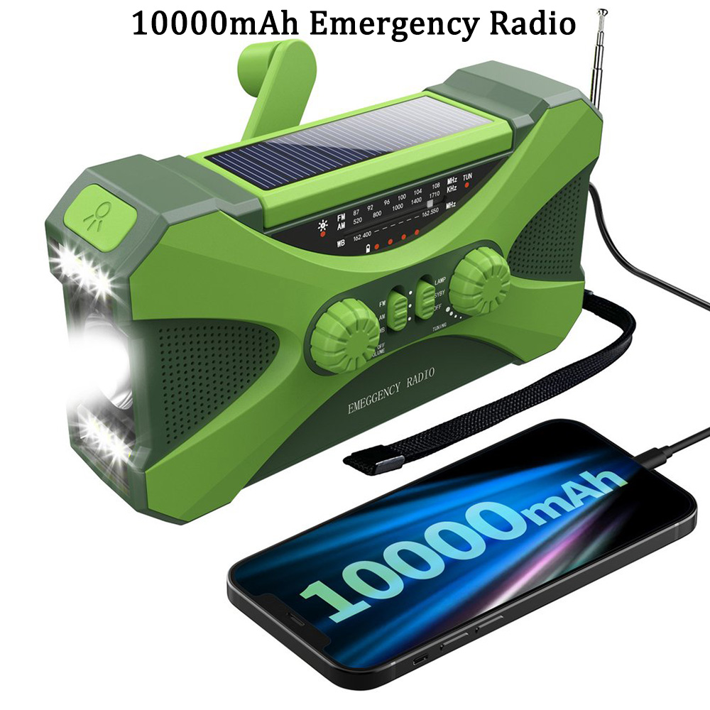 Gorące 10000mAh Radio awaryjne pogoda słoneczna korba ręczna Radio AM/FM latarka LED Alarm SOS Power Bank głośnik Dropshipping