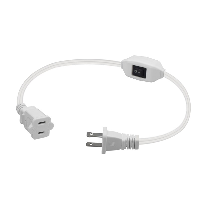 Netsnoer Met Aan-uit Schakelaar Stekker Draad Twee-Pin Us Plug Kabel Verlengsnoeren E8BE: White