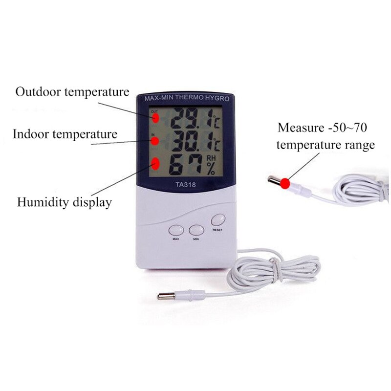 Thermometers Electronic Temperature And Humidity Meter Instruments Large Screen Temperature And Humidity Meter With Probe