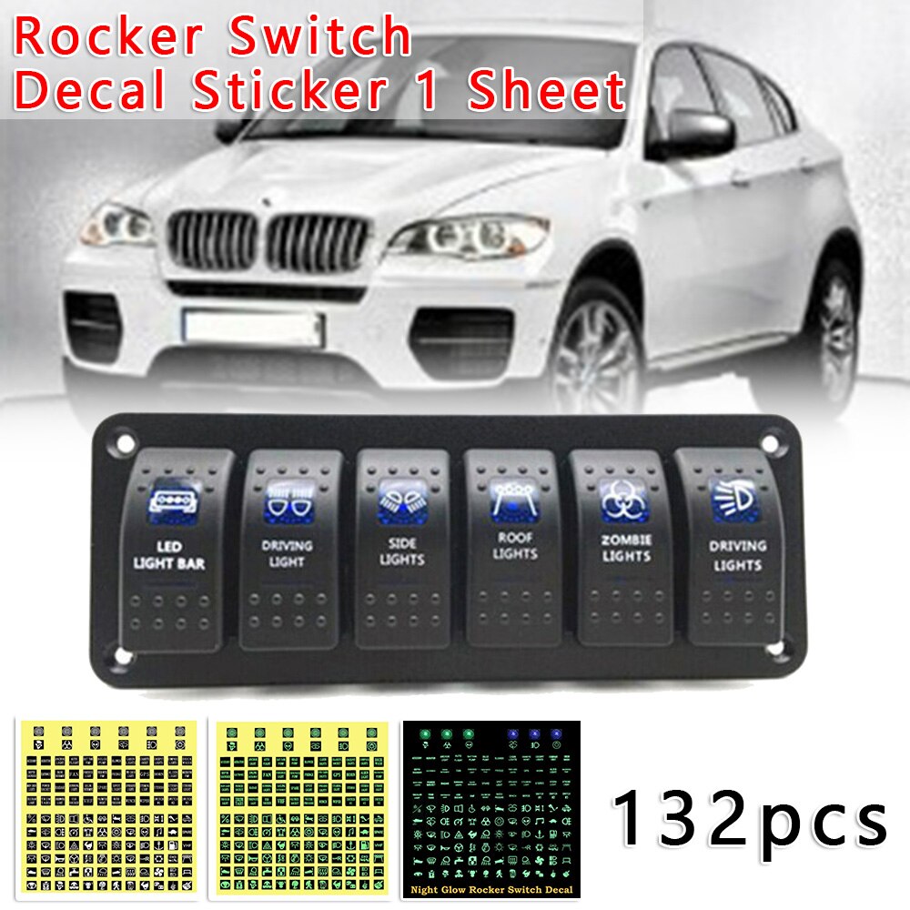 Glow sticker labels rocker decoration switch decal label 132 stk tilbehør