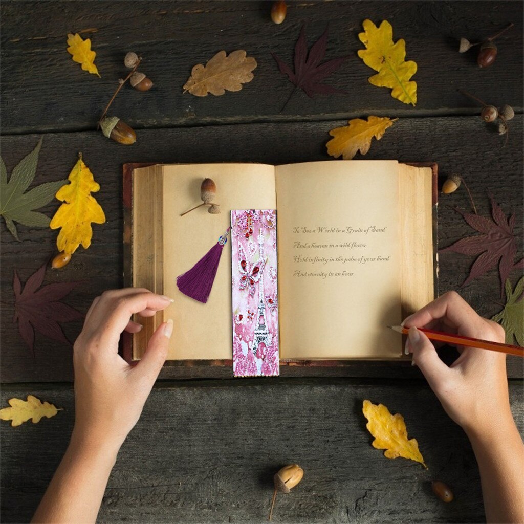 5D Diamond Painting Bookmarks Flower Butterfly Kits for Adults DIY Bookmarks with Tassel Arts Crafts Set Rhinestone Dot