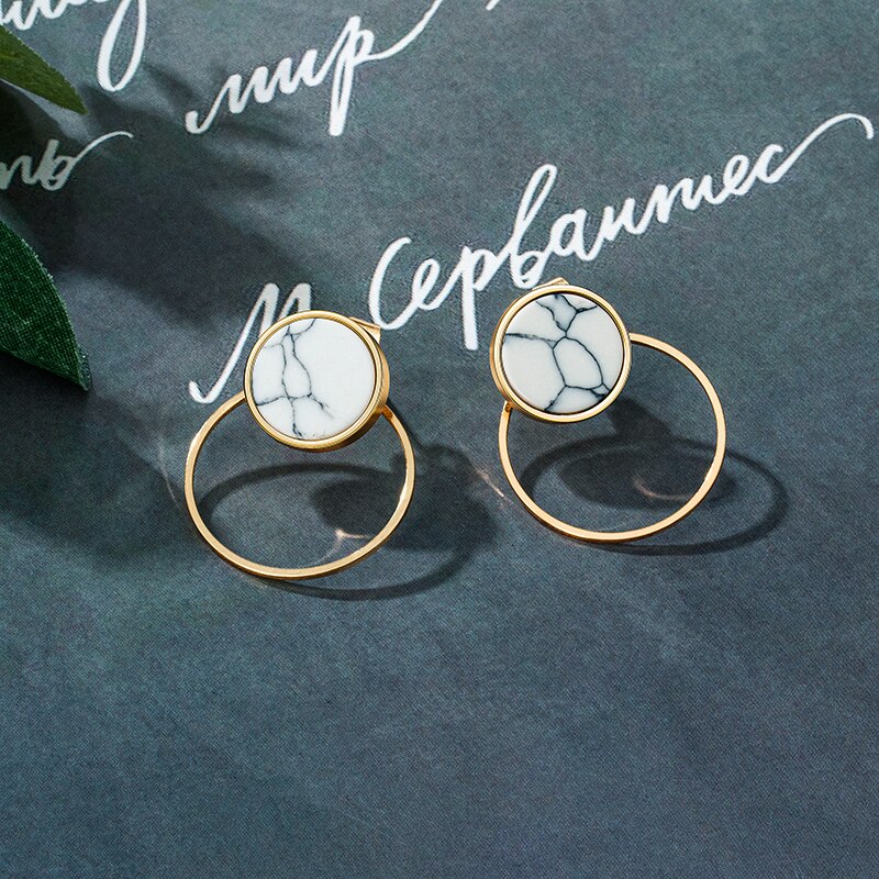 POXAM Korean Dangle Earrings For Women Statement Earrings Geometric Gold Earrings Modern Wedding Jewelry