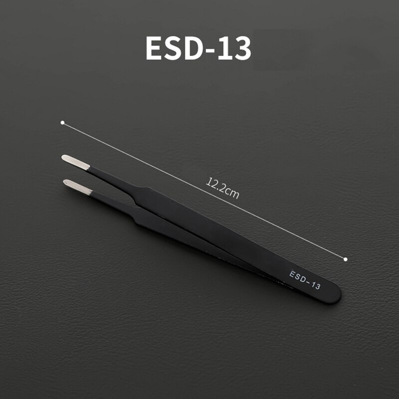 Esd Anti-Statische Roestvrijstalen Pincet Set Precisie Onderhoud Industriële Reparatie Gebogen Tool Rechte Pincet Reparatie Tools