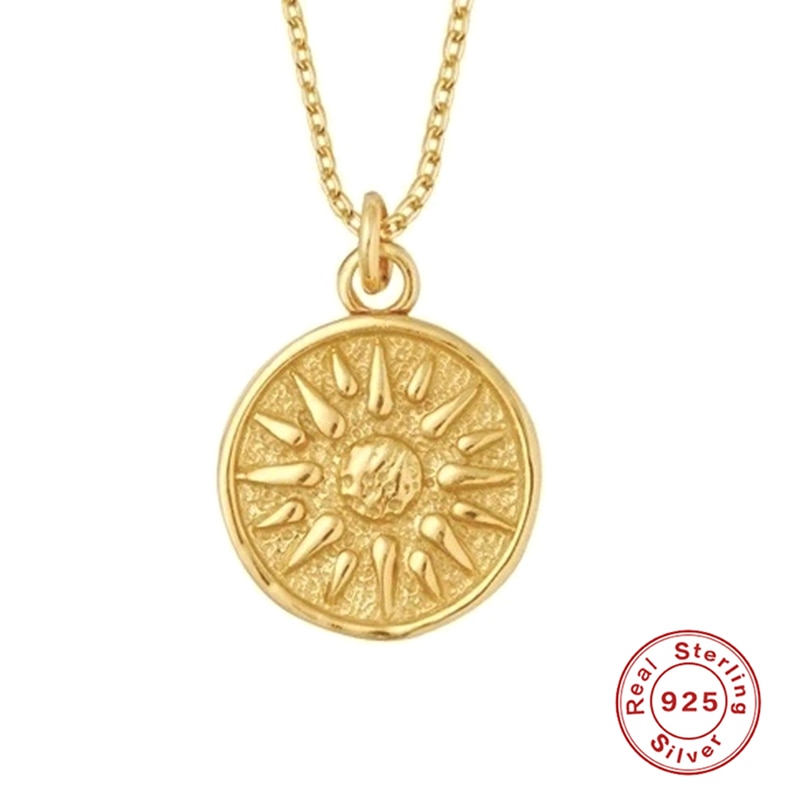 ROXI Vintage Sun Necklaces for Women Banquet Party Jewellery Sterling Silver 925 Sunflower Gold Necklace Collare Chain Naszyjnik
