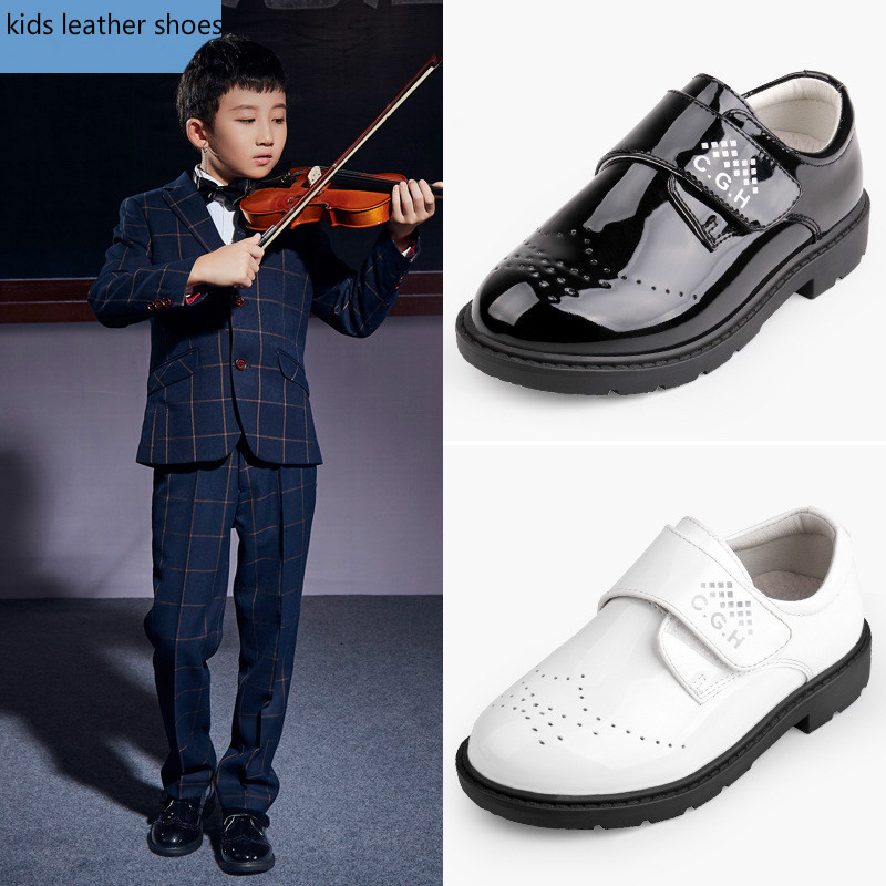 Lederen Schoenen Voor Kinderen Jongens Bruiloft Schoenen Herfst Zwarte School Schoenen Student Prestaties Casual Flats Mocassins Kind Jongen