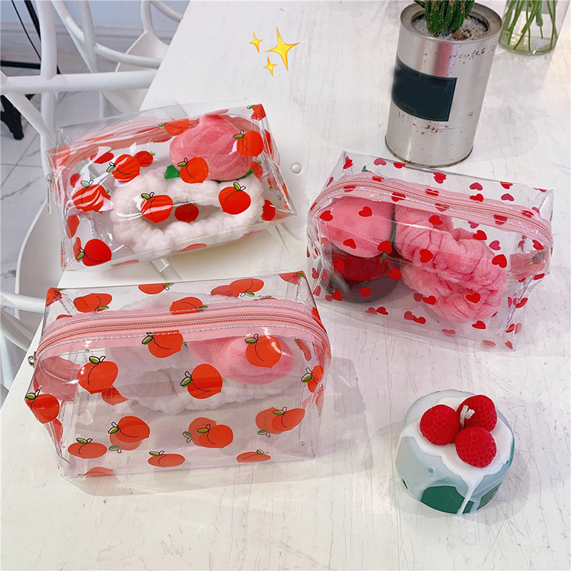 Waterproof Transparent Cosmetic Cute Bags Storage Pouch Makeup Organizer Clear Case Toiletry Bag PVC Zipper Travel Toiletry