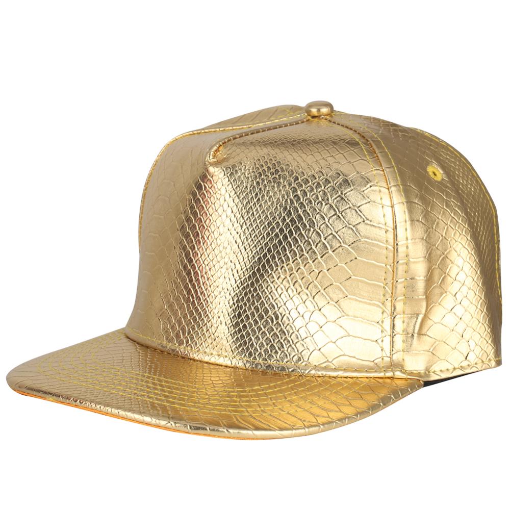 Gorra de béisbol dorada de Pu de cuero Hip Hop gorra ajustada para hombres mujeres gorras de sombrero Snapback Evrfelan hueso masculino