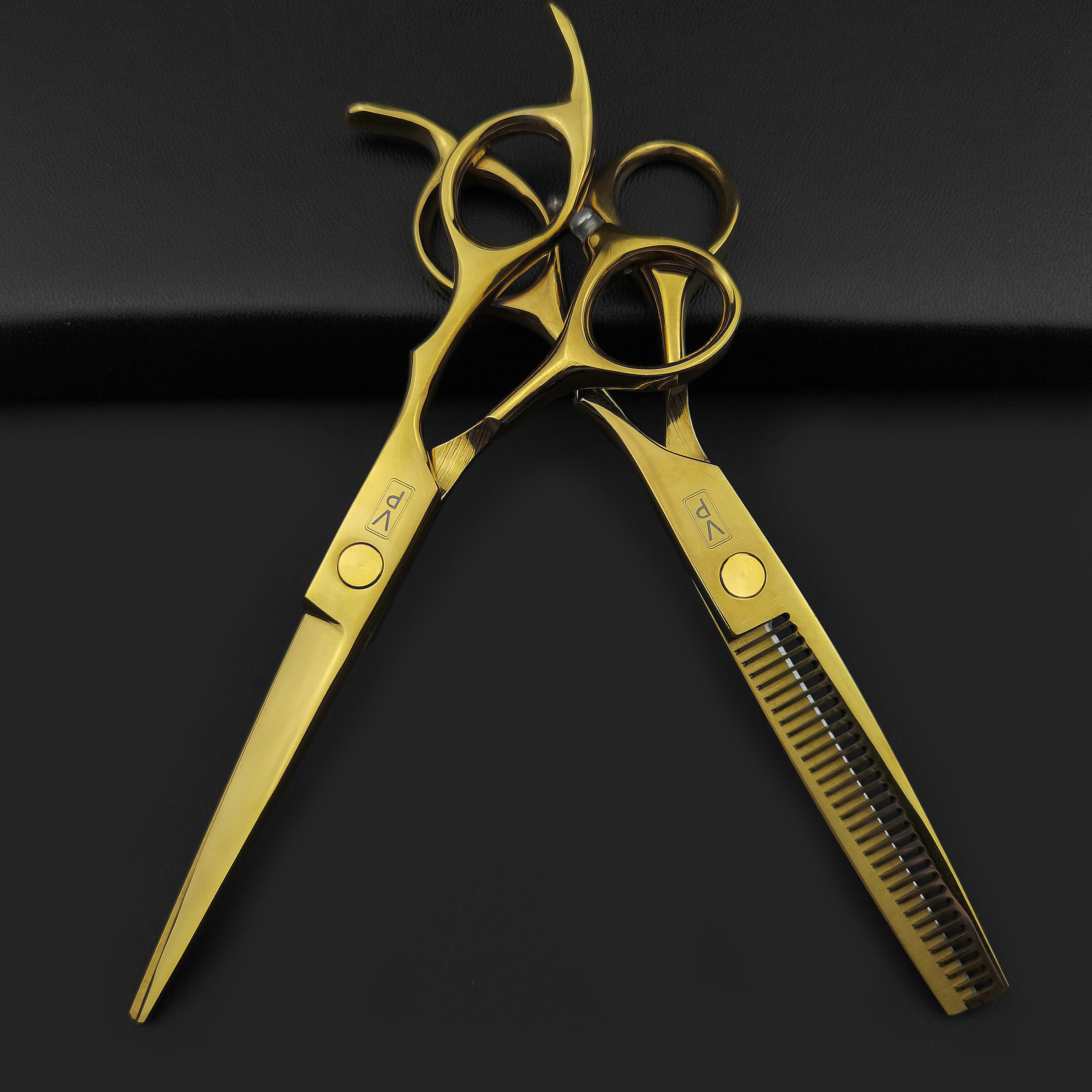 Tijeras profesionales de peluquería, 6 pulgadas, JP 440C, barbería, salón de belleza, conjunto dorado