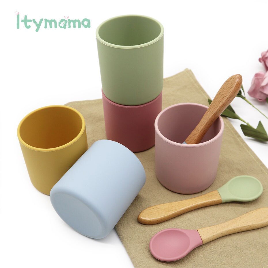 Baby Learn To Drink Cup Drinkware Silicone Cups For Toddlers Kids LeakProof Child Water Cup Bottle Silicone Coloured Portable.