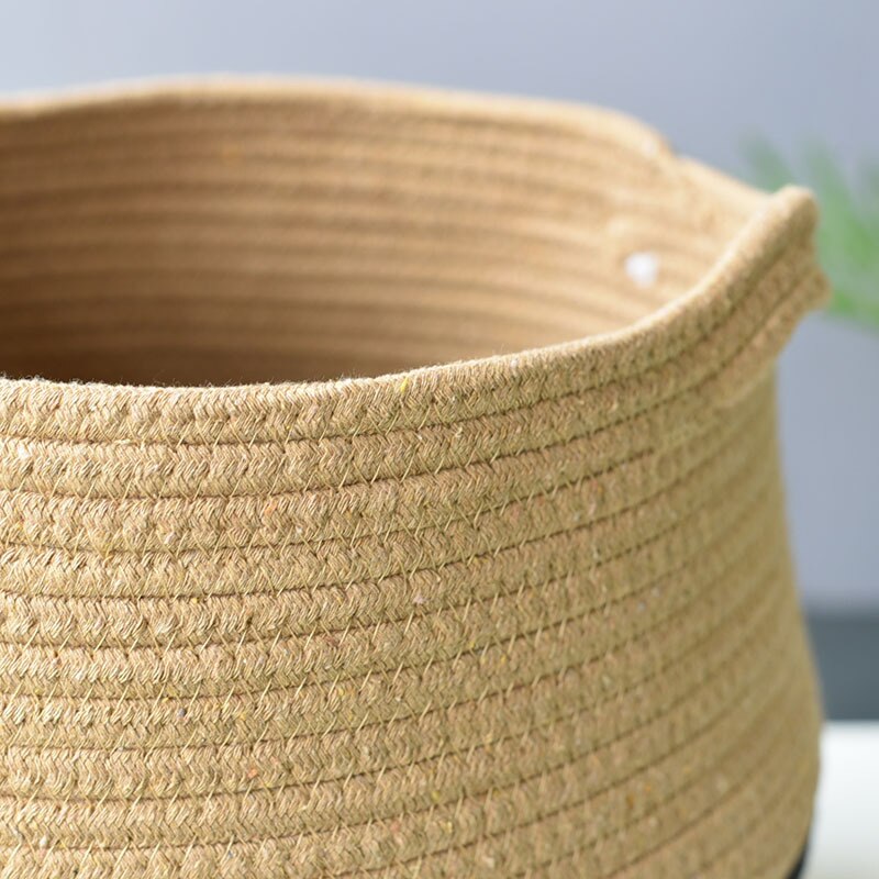 Hand-woven Storage Basket Cotton Rope Art Storage Bucket Simple Desktop Container Home Decoration