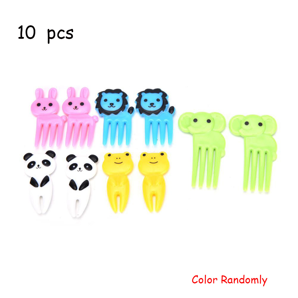 6/10pc Plastic Funny Shape Fruit Forks Toothpick Kids Tableware Fruit Fork Food Picks Dessert Stick For Kids Children: 1