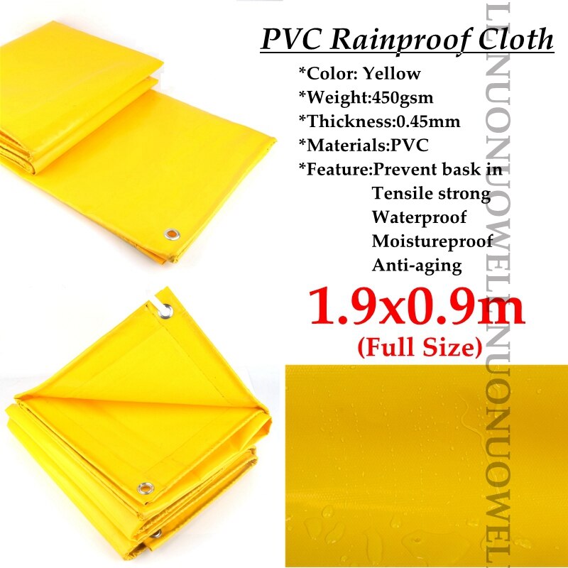 Bâche pare-soleil en PVC jaune, épaisseur 0.45mm, tissu imperméable pour jardin, cour, camion: 1.9x0.9m