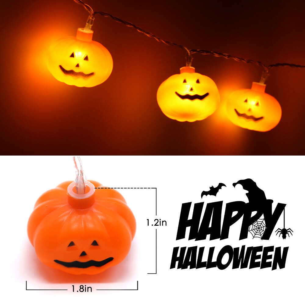 10 led halloween pompoen spin vleermuis schedel lichtsnoer lamp diy hangende horror halloween decoratie voor thuis feestbenodigdheden