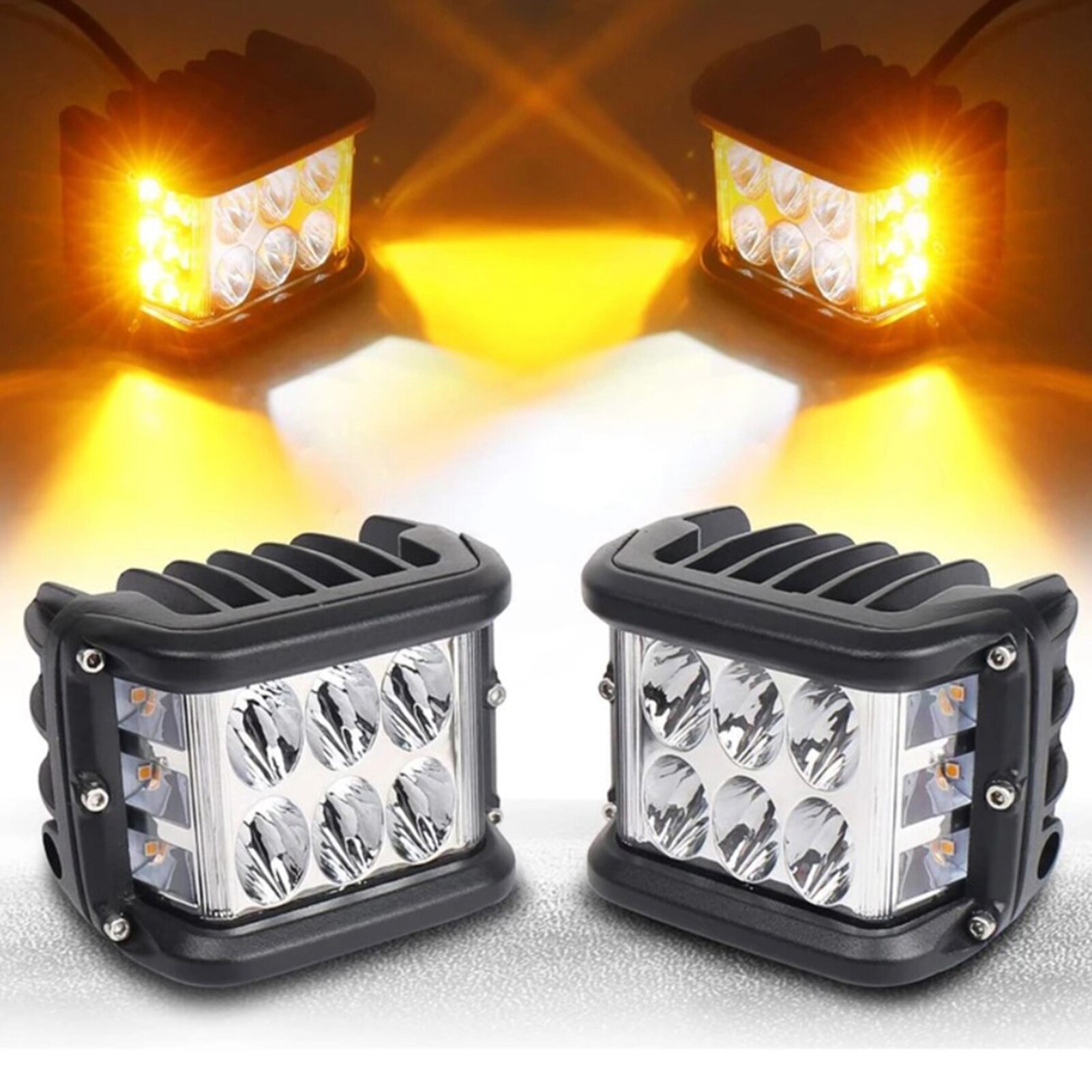 Tri-Side Shooter Dual Kleur Strobe Cree Pods Voor Truck Atv Boot 36W Wit & Amber Strobe Lamp suv Vrachtwagen Legering Auto Werk Licht