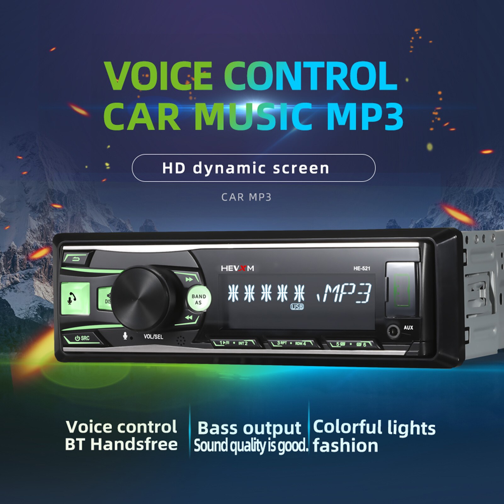 Digital HD LCD Display Car Stereo 1DIN 64GB USB/IN-Dash Car Radio Stereo Voice Remote Control Removable Panel BT Autoradio