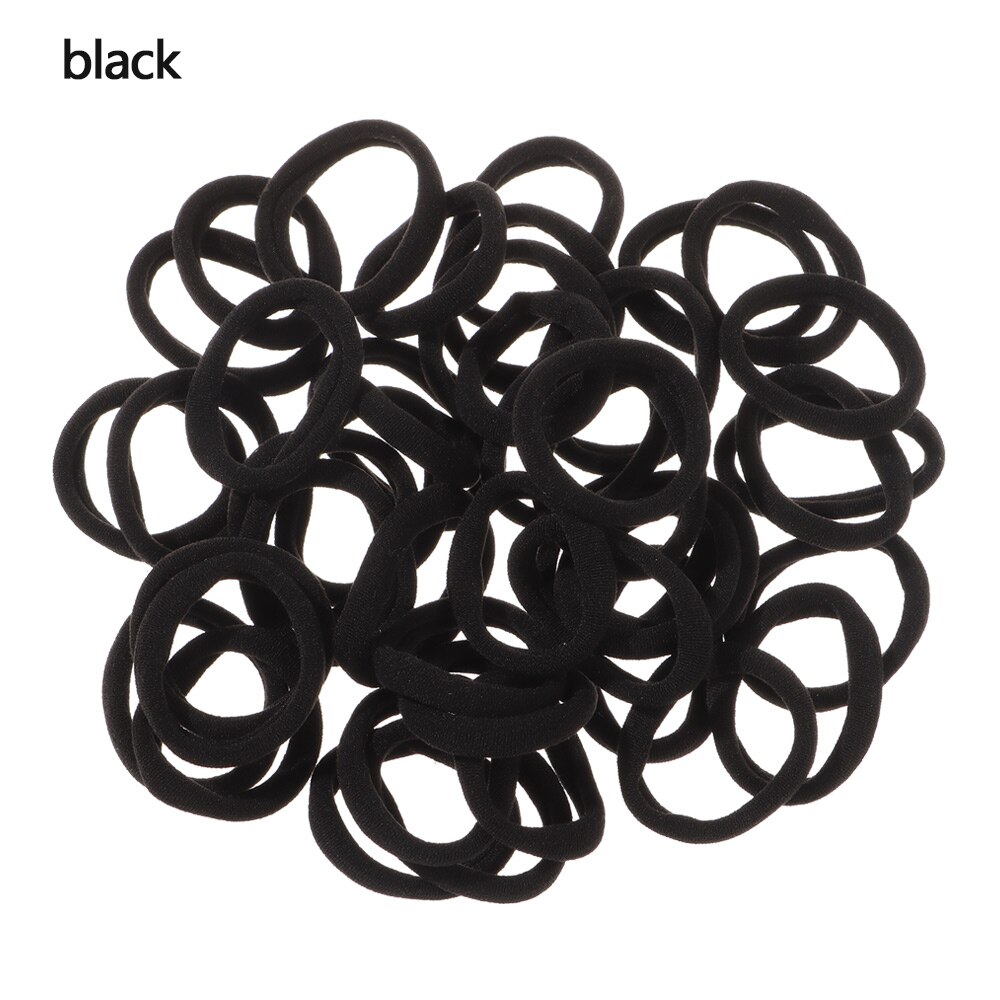 50pcs No-damage Hair Ropes Mini Elastic Rubber Hair Bands for Women Seamless Hair Ties Ponytail Holders Hair Accessories: black 1