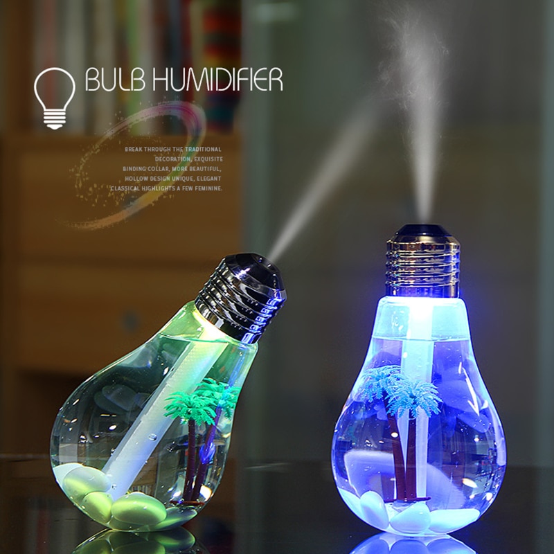 AUPORO Electric Humidifier Bulb Humidifier Air Ultrasonic Aroma Essential Oil Diffuser Atomizer For Bedroom Air Humidifier